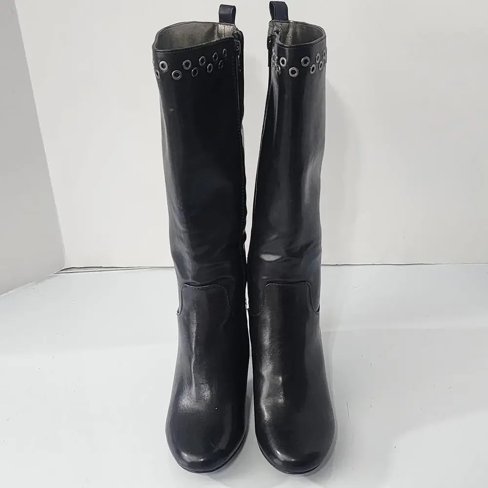 906 Kim Rogers JENNA Tall Black Boots Block Heel Size 6M‎